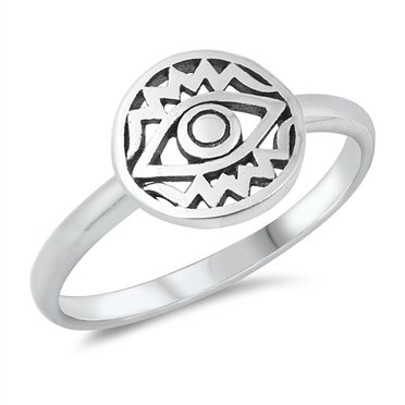 Genuine 925 Sterling Silver Evil Eye Protection Stackable Ring - Sizes 5-10 - Dekka