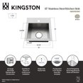 thumbnail image 4 of Gourmetier GKDS151581 Uptowne 15-Inch Stainless Steel Self-Rimming Single Bowl Dual Mount Kitchen Sink in Brushed, 4 of 4