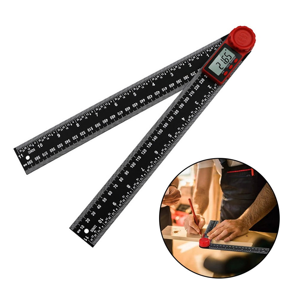 Digital Angle Finder, Angle Protractor Ruler 300mm Carbon Fiber Plastic Tools