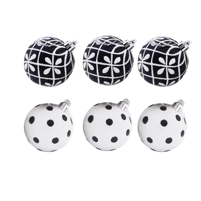 6 Hand Drawn Christmas Balls 6cm PVC Box Set, Snowflake Ornaments for Tree, Window, Party Holiday Decorations