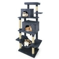 thumbnail image 1 of Costway 70" Large Cat Tree for Indoor Cats with Plush Top Perch, Dual large Condos, Hammock Dark Gray, 1 of 9