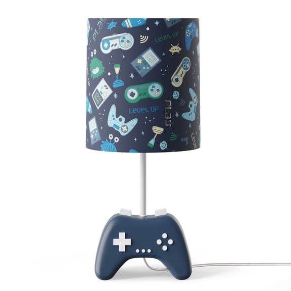 Mainstays Kids 16.5" Dark Blue Gamer Table Lamp with Glow-in-the-Dark Shade