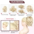 thumbnail image 6 of Messy Bun Hair Piece, Claw Clip in Straight Hair Bun 9 Inch Short Ponytail Extension with Bendable Metal Wire Hair Pieces for Women Fake Pony DIY Styles - Medium Brown with Blonde Highlights, 6 of 13