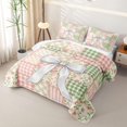 thumbnail image 3 of Manfei Patchwork Plaid Bow Quilt Full,Floral Stitch Full Bedspread Sets,3 Pieces,1 Coverlet and 2 Pillowcases, 3 of 7