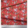 thumbnail image 3 of Soimoi Moss Georgette Fabric Hummingbird,Leaves & Rose Floral Printed Fabric 1 Yard 42 Inch Wide, 3 of 3