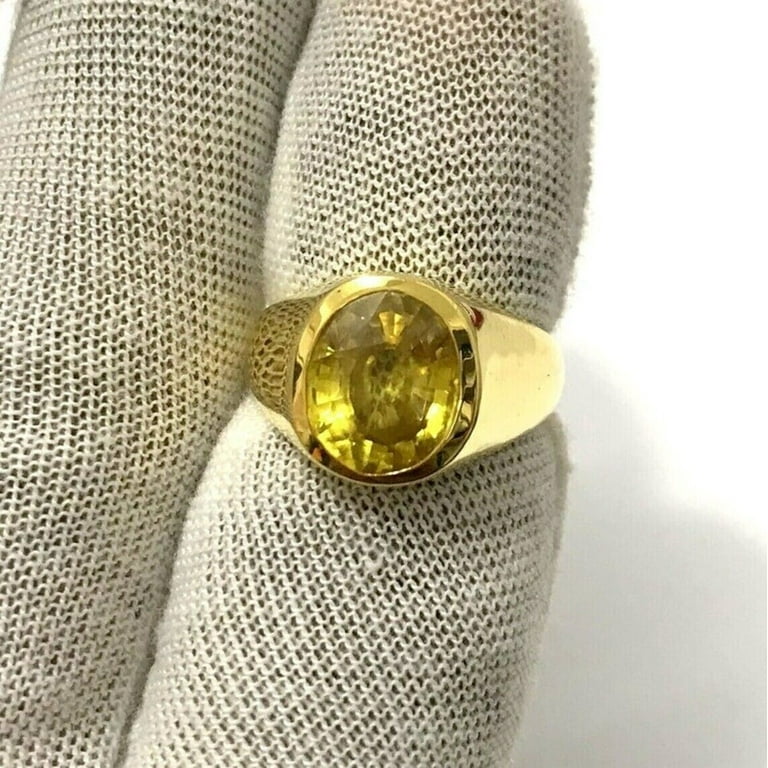 Men s Yellow Sapphire Ring Pukhraj Ring Sapphire Gemstone Ring Gift Ring