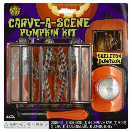 Fun World Carve-A-Scene Skeleton Dungeon 7pc Pumpkin Carving Kit, White (Best Pumpkin Carving In The World)