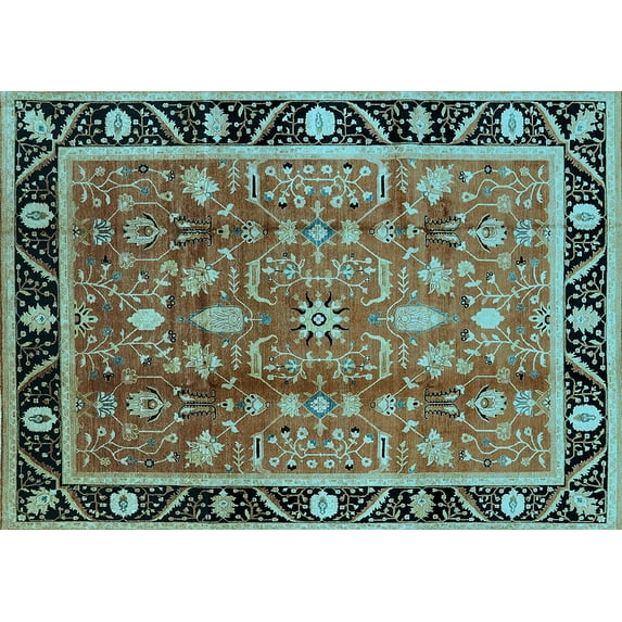Ahgly Company Indoor Rectangle Oriental Light Blue Industrial Area Rugs, 7' x 10'