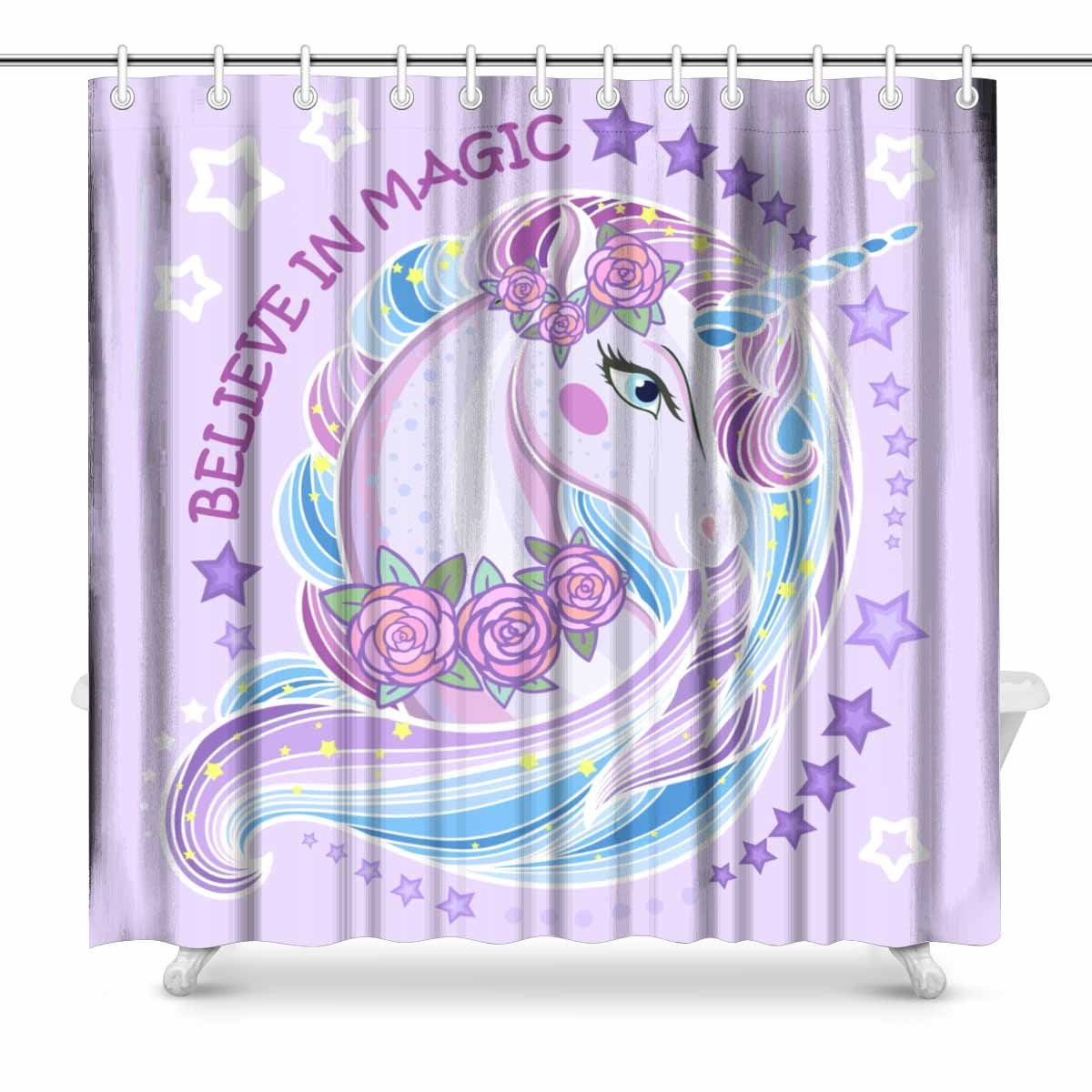 MKHERT Beautiful Unicorn With Roses Shower Curtain Home Decor Bathroom