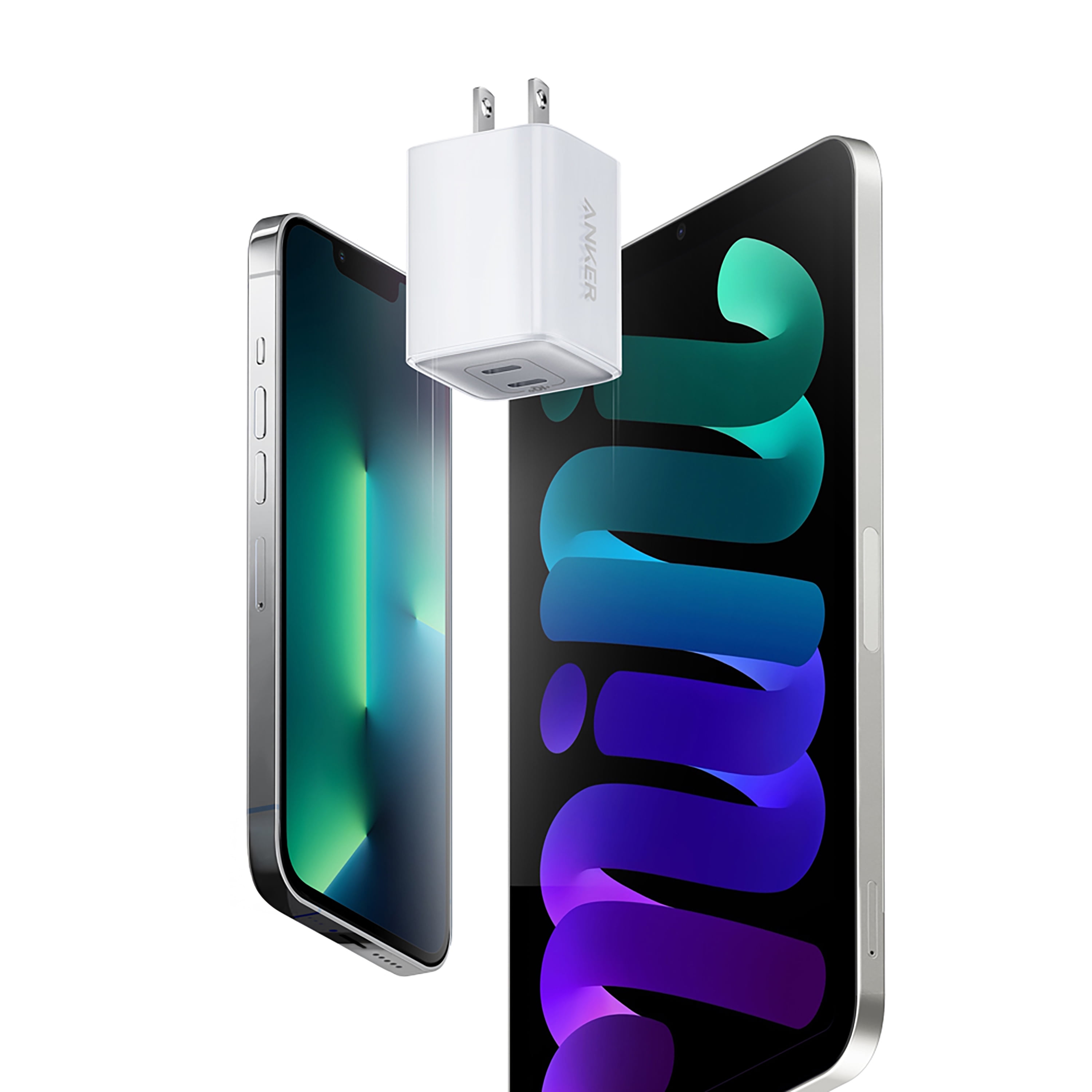 Anker Nano 40W GaN 2-Port Wall Charger (2 USB-C), Compact Fast Charger, White