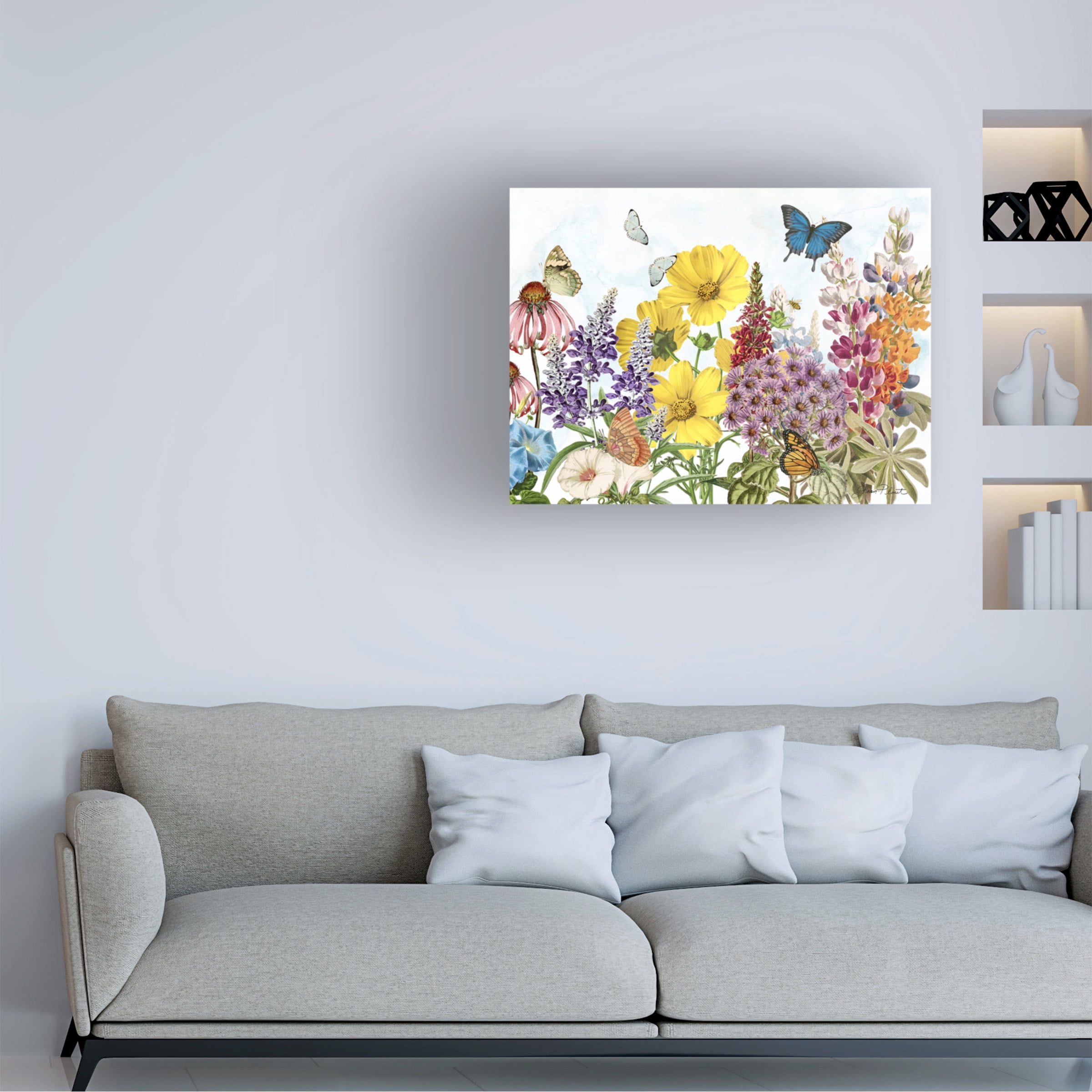 Canvas Wall Art - Jean Plout 'Summer Butterfly Garden Beauty C' Wall Art for Living Room, Bedroom, or Office DÃ©cor by Trademark Fine Art - 19 x 14 Inches