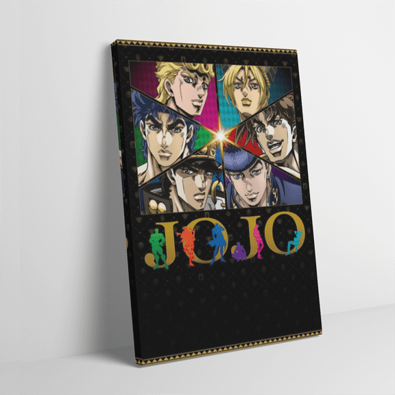 Japan Anime Canvas Inner Pine Wood Framed Wall Art,JoJo's Bizarre Adventure Poster Wall Decoration for Living Room Office Cabin Lodge Home Decor