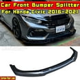 thumbnail image 2 of Civic Front Bumper Lip Carbon Fiber Look Front Bumper Diffuser Body Kit For Honda Civic SI Hatchback 2016-2021 Car Accessories, 2 of 7