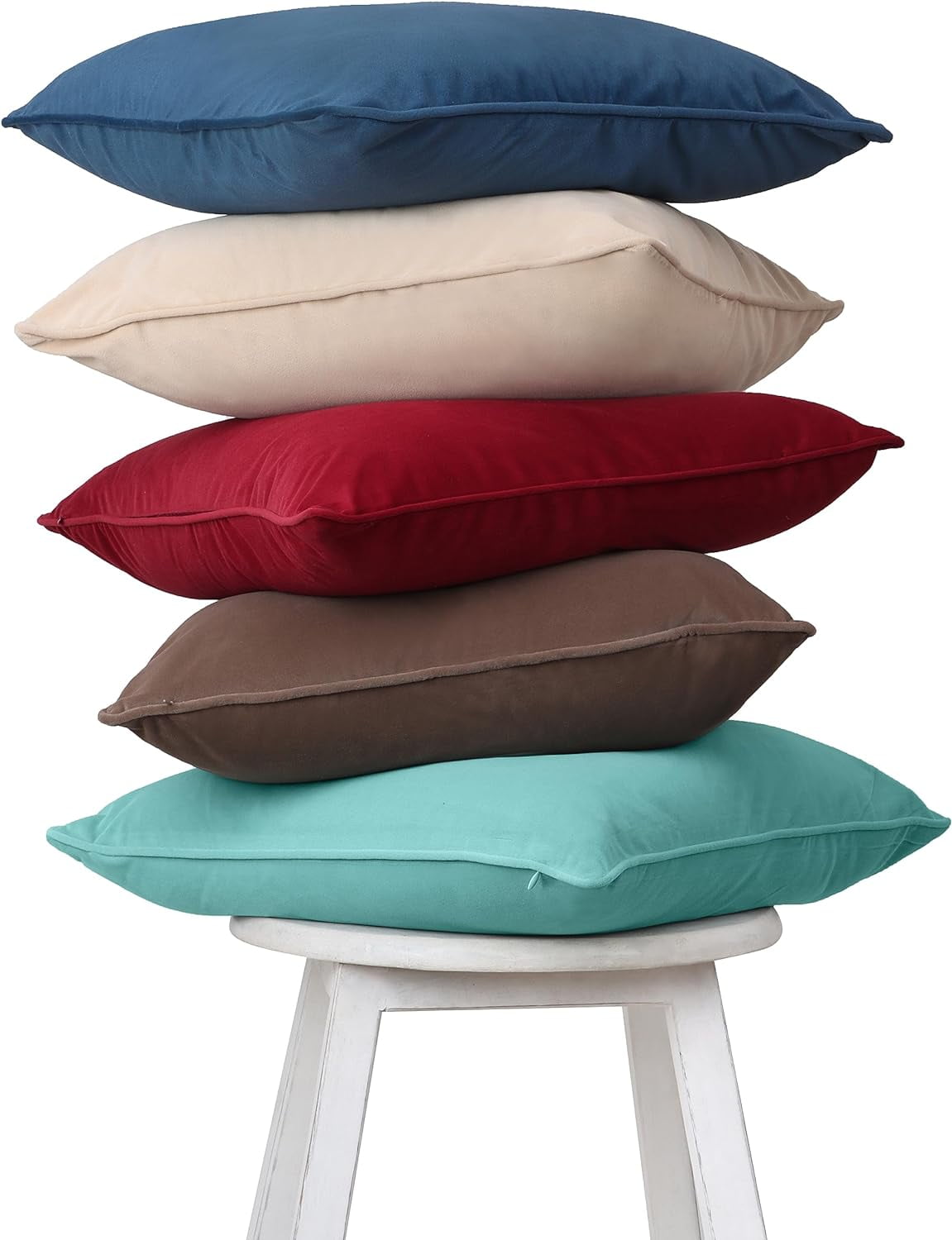 A1HC Set of 2 Luxurious Soft Velvet Throw Pillow Covers Only, 12"x20", Cocoa, Decorative Cushion Covers with Hidden YKK Zipper for Sofa or Bed