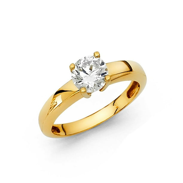 JewelryWeb 14k Yellow Gold Cubic Zirconia Engagement Ring 3.0 Grams