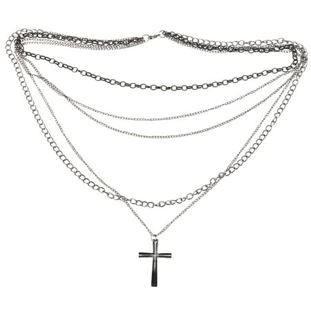 

Retro Multi-layer Chain Pendant Black Metal Long Necklace Gift