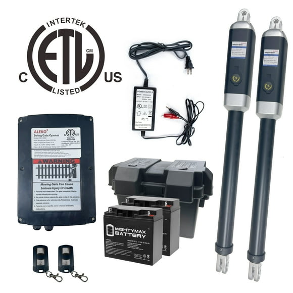 ALEKO Back Up Kit ETL Listed Swing Gate Opener for Dual Gates up to 1320 lbs