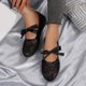 thumbnail image 3 of Zapatos Redondos Encajes de Moda Casual de las Mujeres con Encaje Bowknot Versátil Dulce Suave Suelado Zapatos Planos Transpirables, 3 of 7