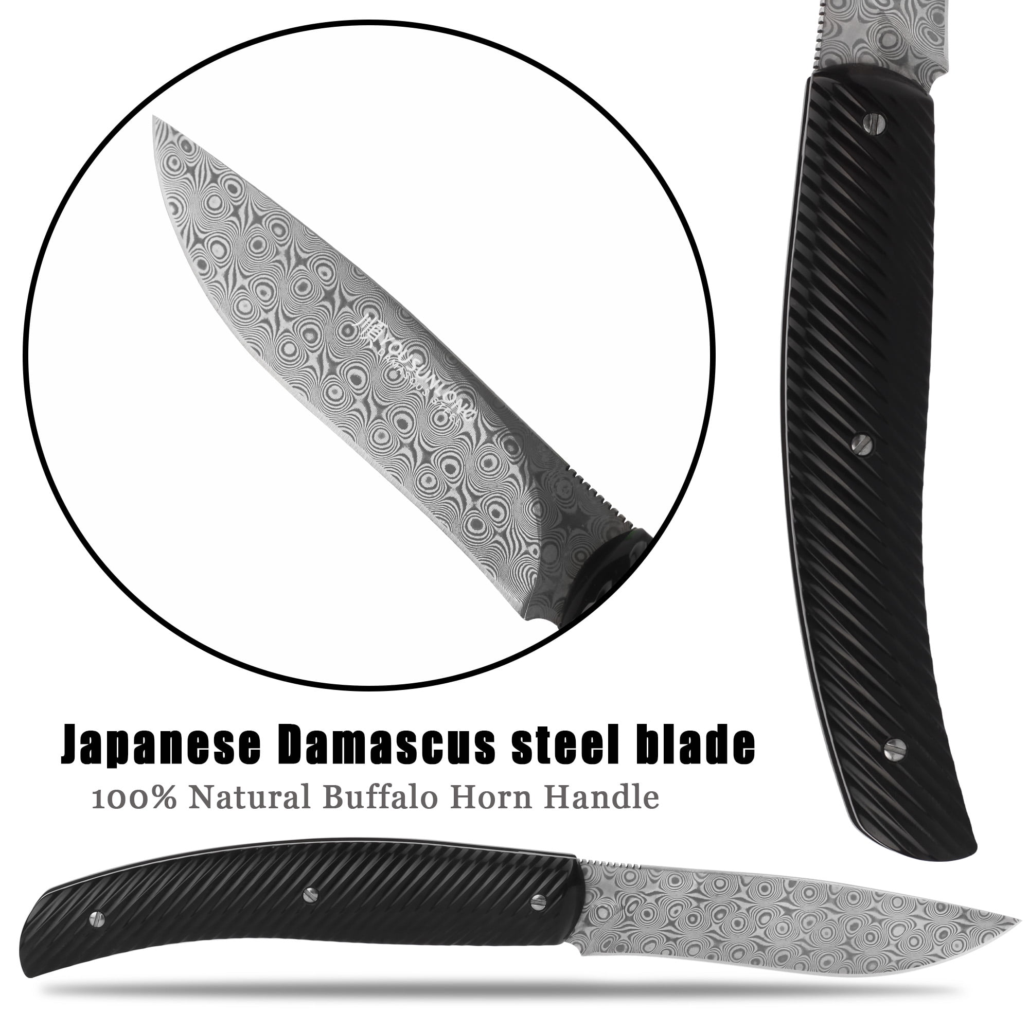 YOUSUNLONG Pocket Knives Overall 186mm, Damascus Steel Blade Folding Knife for Camping Hunting