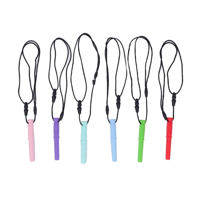 Colgante de collar para masticar sensorial, collar para masticar con cilindro de 6 piezas, collar para masticar con cilindro de silicona, collar para masticar, colgante, mordedor, rendimiento de primer nivel