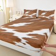 thumbnail image 3 of Manfei Cow Print 4 Pieces Queen Sheet Sets,Animal Print Ultra Soft Flat Sheet,Brown White Queen Fitted Sheet,Abstract Room Decorative, 3 of 7