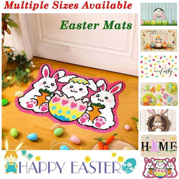 31.5"x23" Spring Holiday Bath Mat Washable Absorbent, Soft Tufted Bathroom Rug for Door Mat Bedroom Living Room, Easter Home Decorative Floor Carpet, HAODEJW, A1