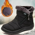 thumbnail image 2 of Womens Snow Boots Flat Heel Round Toe Waterproof Slip-on Womens Fuzzy Warm Fur Lined Ankle Booties Shoes Black 36, 2 of 7