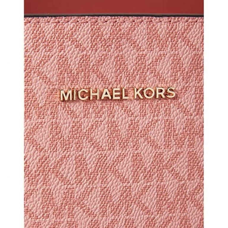Michael Kors Voyager East West Signature Logo Pink Color Block Tote Bag
