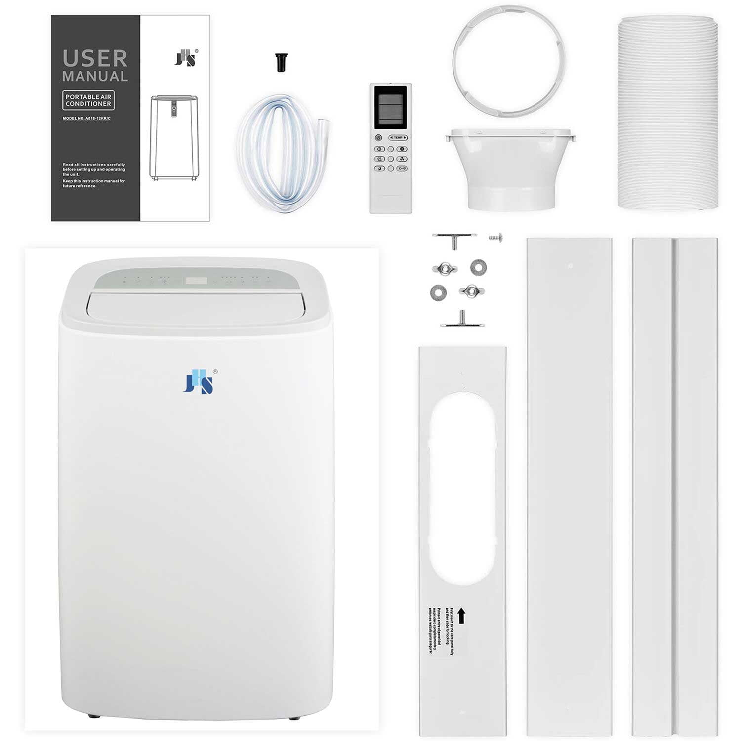 JHS 10,800 BTU (15,000 BTU ASHRAE) 115V Portable Air Conditioner with Remote, Rooms up to 550 sq ft, A020A-10KR