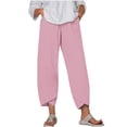 thumbnail image 1 of Timegard Plus Size Pants for Women Elastic Waist Solid Color Comfy Fall Casual Crop Pants with Pockets, 1 of 5