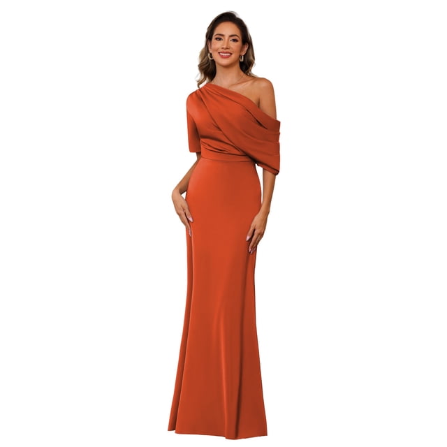 Vestido Mother of The Bride BITALY naranja quemado satinado 22W