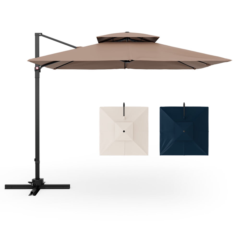 Aimee Lii 9.5 Feet Cantilever Patio Umbrella with 360° Rotation and Double Top, Table Umbrella Outdoor for Patio Pool Beach, Coffee Aimee Lii 9.5 Feet Cantilever Patio Umbrella with 360° Rotation and Double Top, Table Umbrella Outdoor for Patio Pool Beach, Coffee