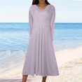 thumbnail image 1 of Offres de Liquidation d'Automne! Robes pour Femmes 2024 Invité de Mariage, Robe à Manches Courtes Col en V Mode Imprimée Taille Haute Mi-Mollet Col en V Violet m, 1 of 5