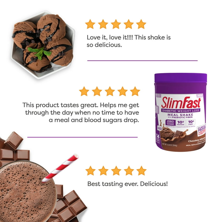SlimFast Diabetic Meal Replacement Shake Mix, Chocolate Milkshake