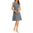 thumbnail image 1 of INSPIRE CHIC Women's Wear to Work Solid Color Sleeveless A-Line Flared Midi Dresses XL Grey, 1 of 6