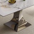 thumbnail image 3 of Montary 71” Modern Luxury Dining Table for 6-8 People, Artificial Marble Rectangular Dining Room Table with Black Titanium Hourglass Base, Sintered Stone Top Dining Table(Only Table), 3 of 8