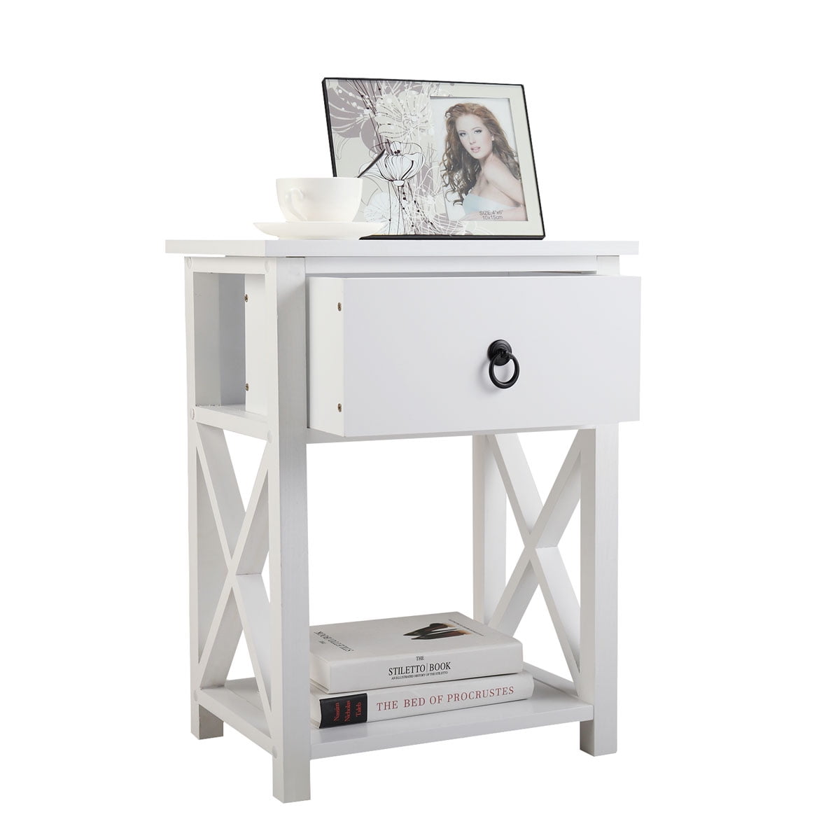 Kepooman Wooden Night Stand Set of 2, Side End Table Storage Cabinet for Bedroom Living Room - White Kepooman Wooden Night Stand Set of 2, Side End Table Storage Cabinet for Bedroom Living Room - White