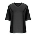 thumbnail image 6 of Olyvenn Womens Summer Tops Short Sleeve Shirts Trendy V Neck T Shirts for Women Casual Tops Loose Tees Tops 2025 Trending Now Black M, 6 of 6