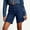 Dark Blue, variant on hoksml Women High Waist Denim Bermuda Shorts, Button Detail Straight Leg Casual Jean Shorts, 60% Cotton Blend