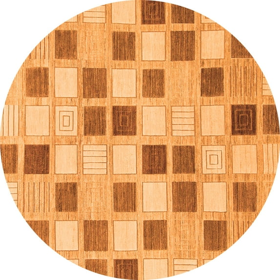 Ahgly Company Indoor Round Checkered Orange Modern Area Rugs, 8' Round