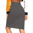 thumbnail image 2 of Falda de tubo ajustada a rayas hasta la rodilla con cintura elástica para mujer Negro - CH Negro - CH Xishao ropa, 2 of 2
