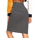 thumbnail image 2 of Falda de tubo ajustada a rayas hasta la rodilla con cintura elástica para mujer Negro - CH Negro - CH Xishao ropa, 2 of 2
