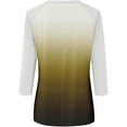 thumbnail image 5 of qelini T-shirts for Women with Round Neck School Season Solid Color 3/4 Sleeved Gradient Printed Loose Casual Daily Wearing Basic Tops Juniors Summer Comfortable 1Pack Gold XL, 5 of 5