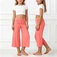 thumbnail image 5 of YaEYa Gaucho Pants for Girls Wide Leg Capri Pants Ruched Waist Cropped Comfy Summer Casual Beach Coluttes Bottom 5-14 Years (Rose Gold,5-6 Years), 5 of 9