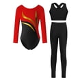 thumbnail image 1 of vastwit Girls Long Sleeve Color Block Ballet Dance Leotard with Vest Leggings Figure Skating Bodysuit Red 10, 1 of 7
