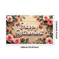 thumbnail image 3 of Floral Design Happy Retirement Decorative Roses Wooden Background Butterfly for Party Celebration Indoor Decoration Photo Shoot, 3 of 4