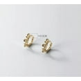 thumbnail image 2 of EOEMY Smal 925 Sterling Silver Triple Flowers Sleeper Hoop Earrings Pairs-Silver, 2 of 6