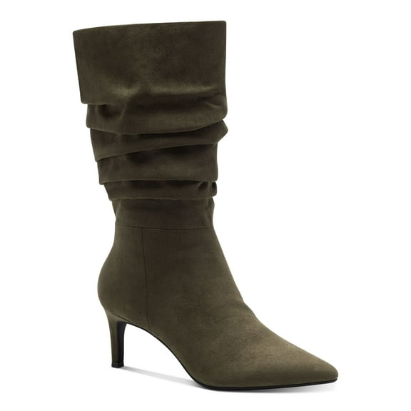 ALFANI Womens Olive Green Padded Lissa Pointed Toe Stiletto Zip-Up Slouch Boot 8.5 M