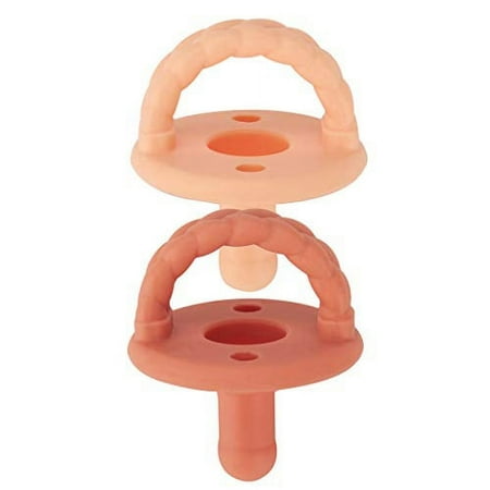 UPC: 0810434033372 | Itzy Ritzy Sweetie Soother Pacifier Set of 2 – Silicone Newborn Pacifiers with Collapsible Handle & Two Air Holes for Added Safety; Set of 2 in Apricot & Terracotta Ages Newborn & Up