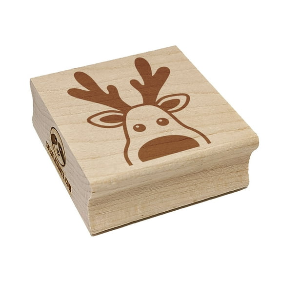 Peeking Reindeer Christmas Square Rubber Stamp Stamping Scrapbooking Crafting - Small 1.25in